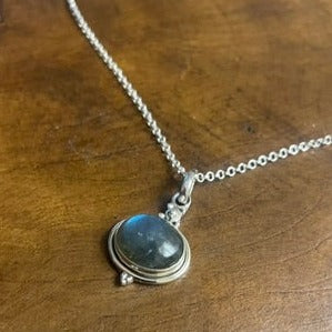 Labradorite Stone Silver Necklace