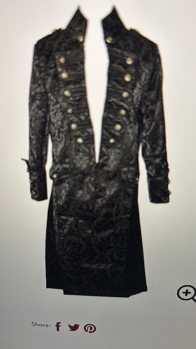 Military Style - Heavy Brocade Jacket - Black