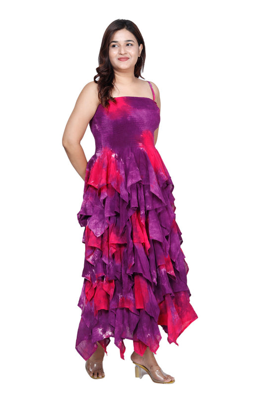 Sky Long Tiered Dress - Berry Mix