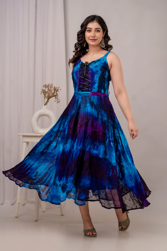 Lace Up Dress Blue/Purple Multi