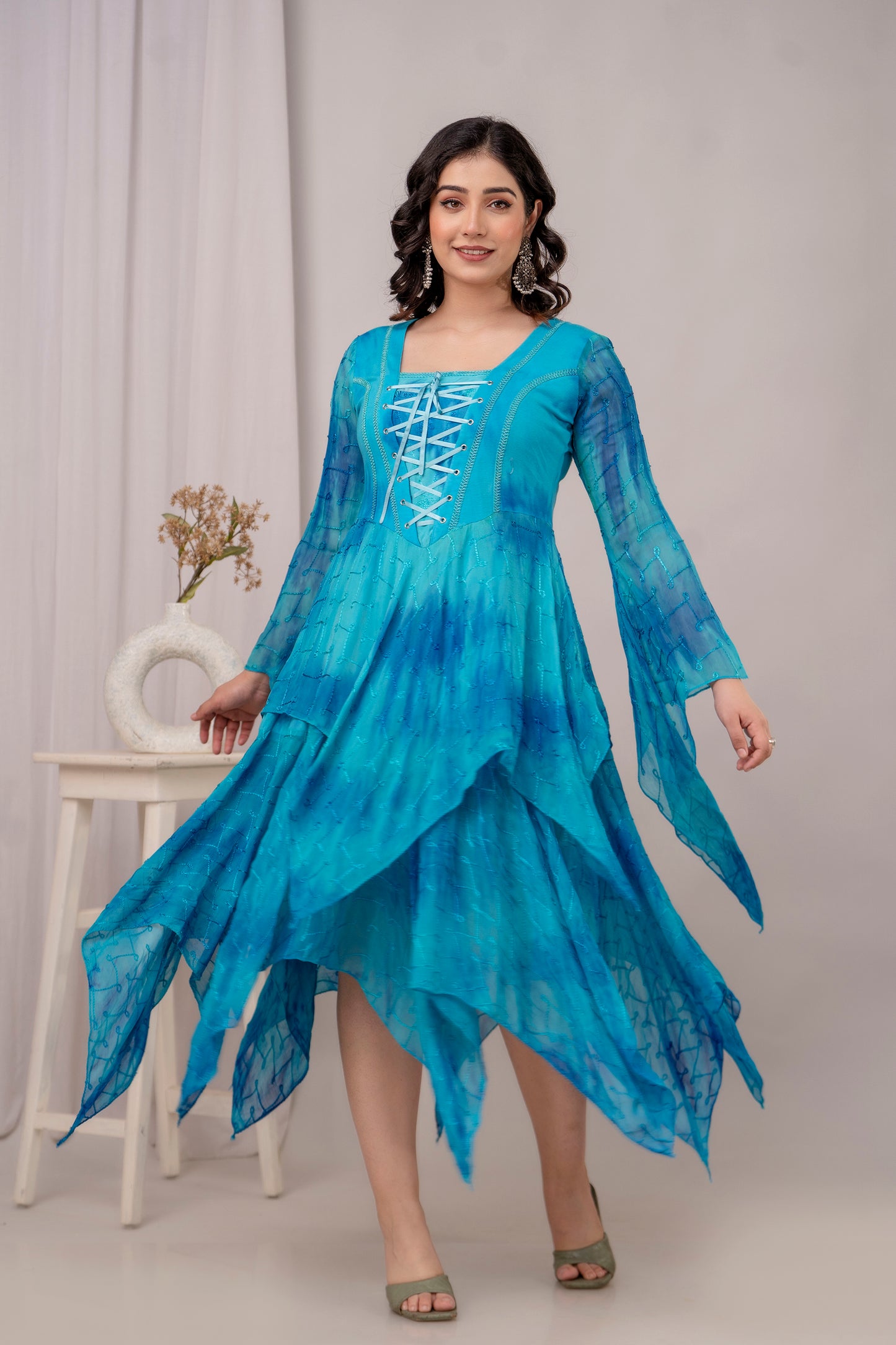 Medieval Sleeve Dress - Turquoise