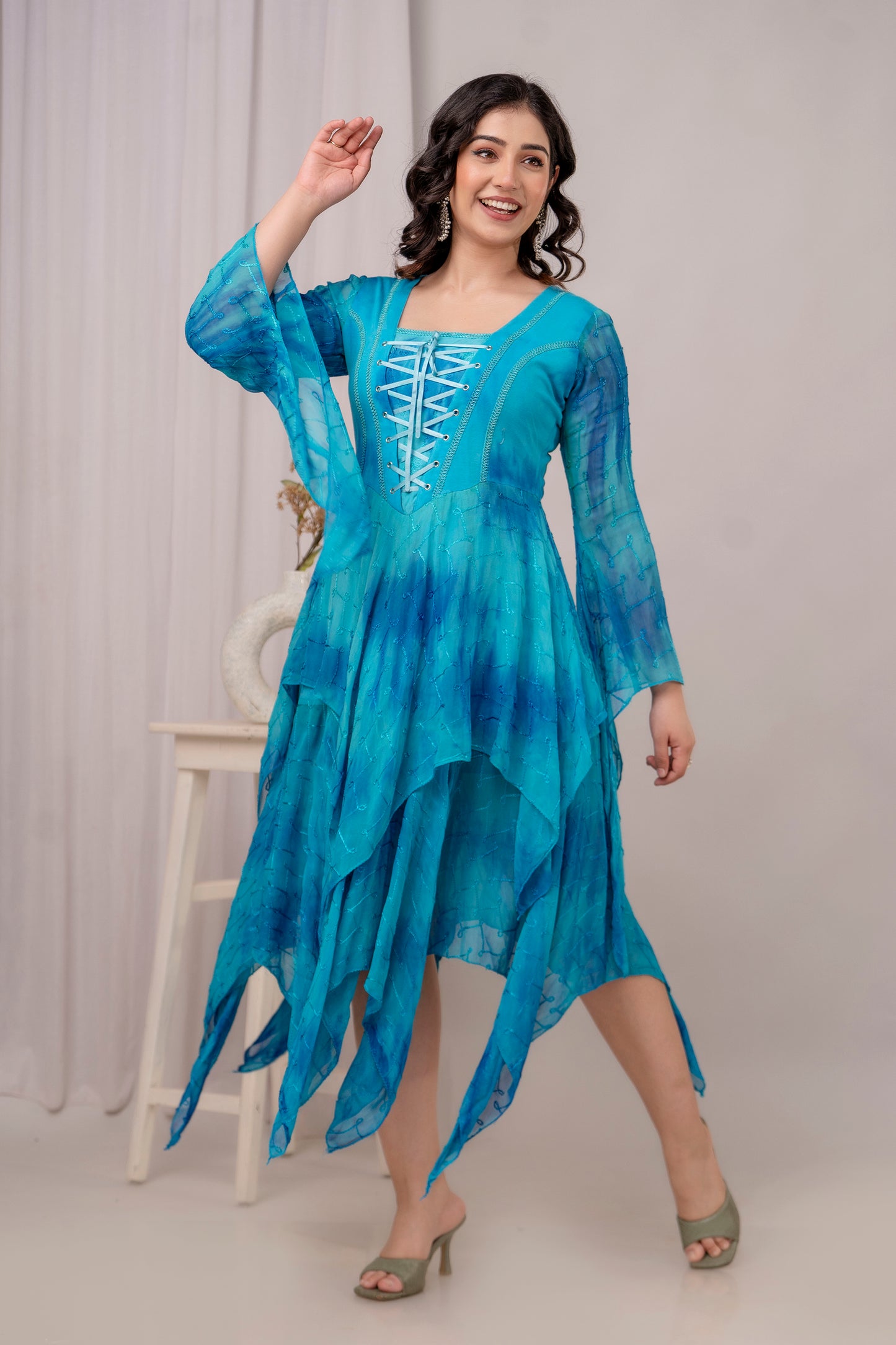 Medieval Sleeve Dress - Turquoise