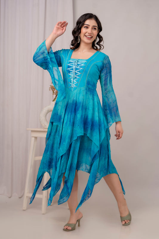 Medieval Sleeve Dress - Turquoise