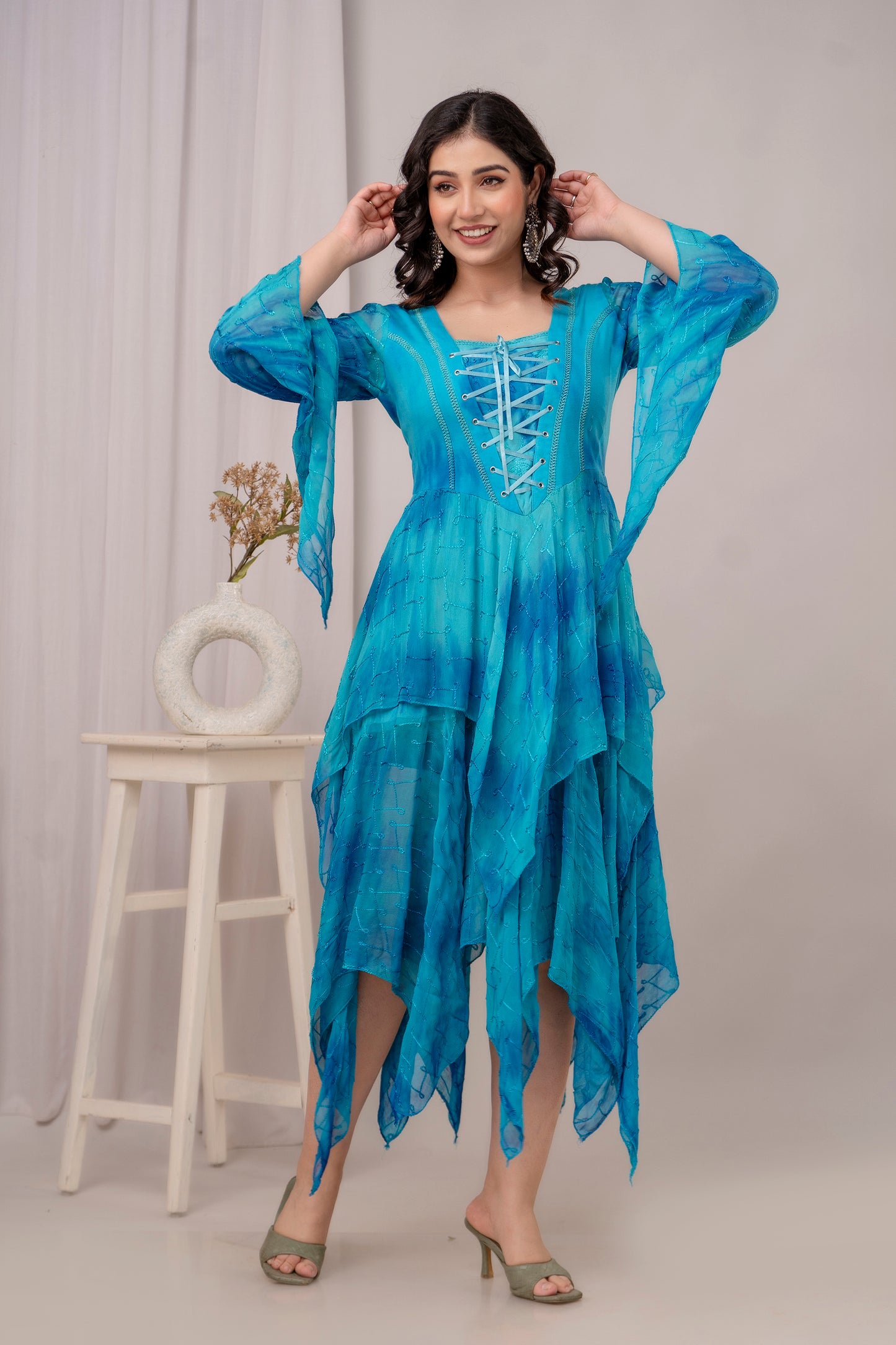 Medieval Sleeve Dress - Turquoise