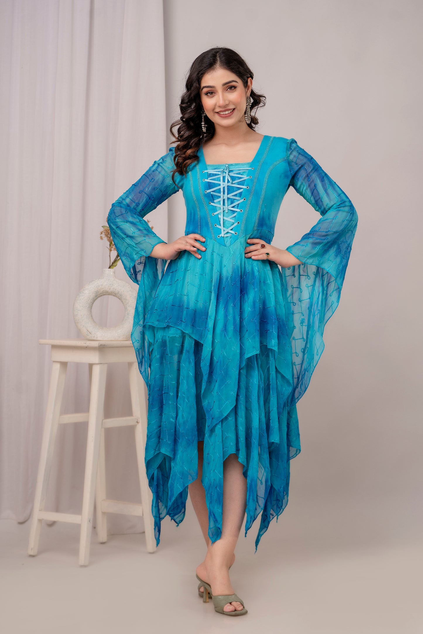 Medieval Sleeve Dress - Turquoise