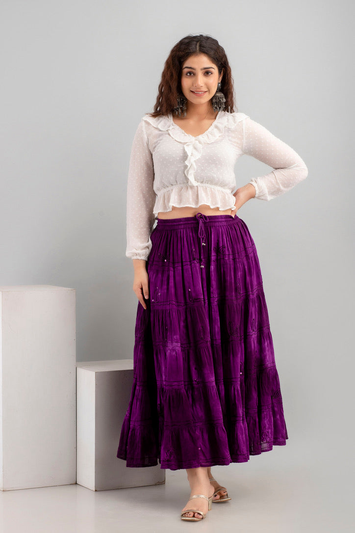 Cotton Purple Skirt - Full Length
