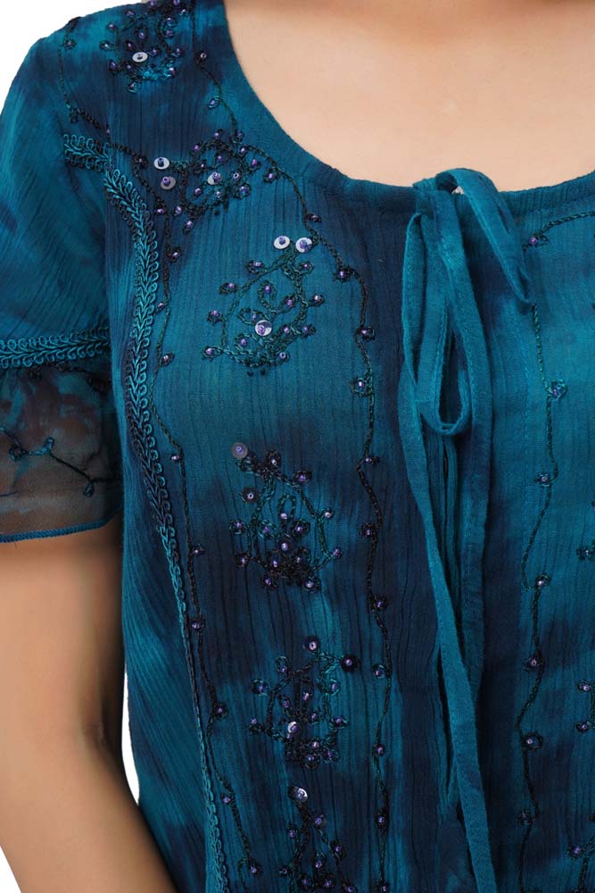 Cotton Sequin Top - Teal