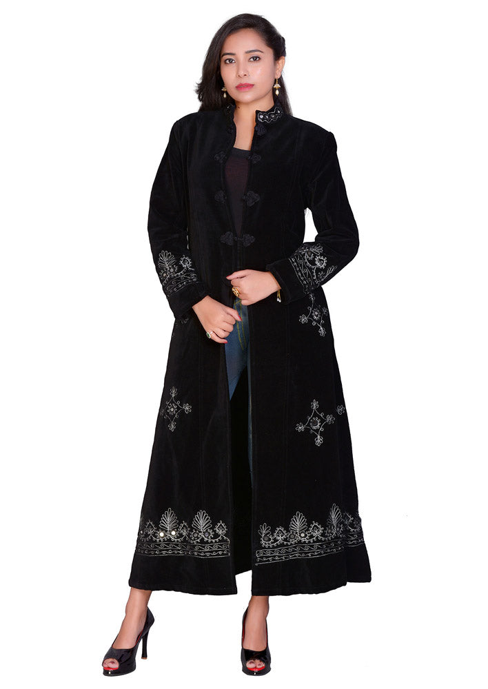 Velvet Coat Full Length -  Black