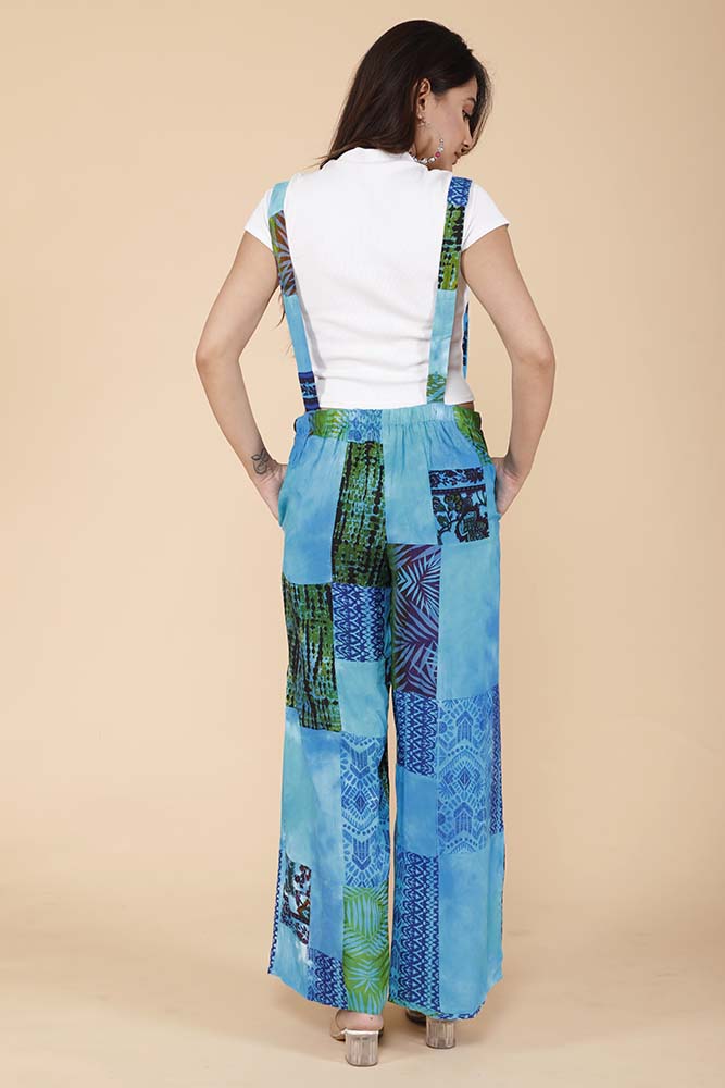 Patchwork Dungarees Turquoise