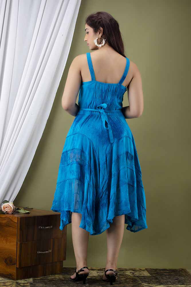 Lace Up 3/4 Length Dress Turquoise